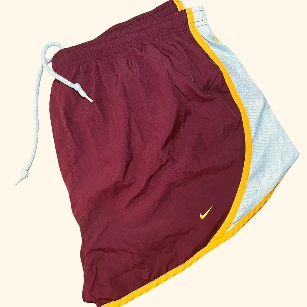 Nike Red and White Athletic Shorts with Elastic Waistband